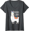 Mama Llama Lover Gifts by Memme Womens Mama Llama Shirt for Women V-Neck T-Shirt - Dark Heather Grey