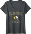 Official High School Fan Gear Womens William Chrisman High School Bears V-Neck T-Shirt - Dark Heather Grey