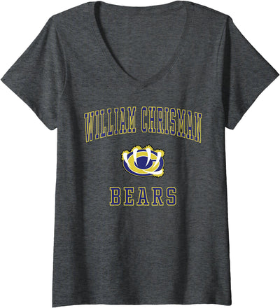 Womens William Chrisman High School Bears V-Neck T-Shirt
