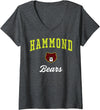 Official High School Fan Gear Womens Hammond High School Bears V-Neck T-Shirt - Dark Heather Grey
