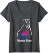 LGBT Bisexual Pride Mama Bear Designs Co. Womens LGBT Bisexual Pride Mama Bear Bi V-Neck T-Shirt - Dark Heather Grey