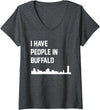 Womens I Have People in Buffalo New York V-Neck T-Shirt - Dark Heather Grey
