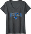 Elite Authentics Womens Buffalo Bulls Arch Over Officially Licensed V-Neck T-Shirt - Dark Heather Grey