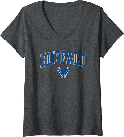 Cow Elite Authentics Womens Buffalo Bulls Arch Over V-Neck T-Shirt
