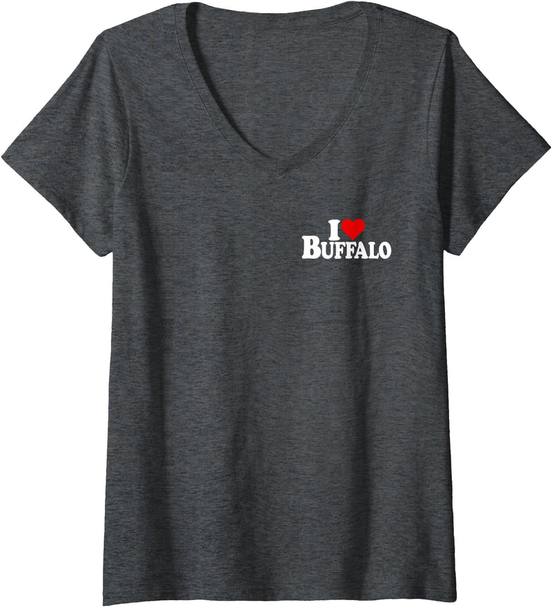 LOVE OF BUFFALO HEART CITY APPAREL Women's I Love Heart Buffalo NY V-Neck T-Shirt - Dark Heather Grey