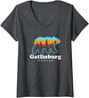 Great Smoky Mountains TN Travel Womens Gatlinburg Tennessee Bear Great Smoky Mountains V-Neck T-Shirt - Dark Heather Grey