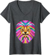 Artful lion Womens Lion painted Artistic lion V-Neck T-Shirt - Dark Heather Grey