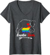 Funny Bear Family Gay LGBT Pride HBL Womens LGBT Auntie Bear Aunt Gay Pride Proud Mom Mother's Day V-Neck T-Shirt - Dark Heather Grey