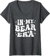 AddictiveDesignsCo Animal Merch Women's In My Bear Era School Mascot Spirit Wildlife Animal Love V-Neck T-Shirt - Dark Heather Grey