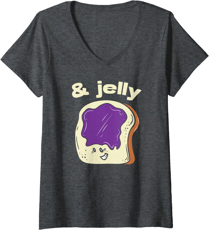 Funny Halloween Lazy Costume Party Women's Halloween Jelly Bread Shirt Couple Matching Costume V-Neck T-Shirt - Dark Heather