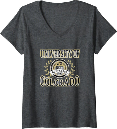 Elite Authentics Womens Colorado Buffaloes Laurels V-Neck T-Shirt