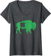 Buffalo - St Patricks Day Funny Women's Buffalo - Shamrock St. Patrick's Day Saint Paddy's V-Neck T-Shirt - Dark Heather Grey