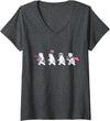 Polar Bear Lover Patriotic Veterans Day Costume Women's Funny Polar Bear American USA Flag 250 Years 4th of July V-Neck T-Shirt - Dark Heather Grey