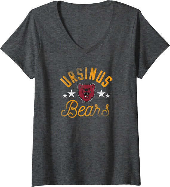 Campus Lab Womens Ursinus College Bears Logo V-Neck T-Shirt - As Pictured