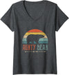 Cute Bear Family Matching Shirts & Gifts Womens Aunty Bear Vintage Retro Aunt Present Auntie V-Neck T-Shirt - Dark Heather Grey