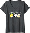 Funny anime designs Womens Squish hunter cute animals pineapple cow lamb V-Neck T-Shirt - Dark Heather Grey