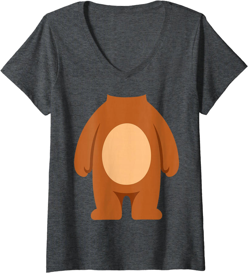 Bear Costume Shirts Women's Bear Costume Shirt Adult Kids Men Women Brown Bear Costume V-Neck T-Shirt - Dark Heather Grey