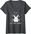 Women's Cute Bunny Grandma Rabbit Grandmother V-Neck T-Shirt in Dark Heather Grey