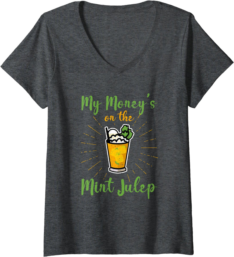 Derby Day Mint Juleps Horse Racing - Horse Riding Womens Derby Day Mint Juleps Horse Racing - Kentucky Sports Outdoor V-Neck T-Shirt - Dark Heather Grey