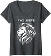 Lions international We Serve Lions outfits Womens Lions Club International We Serve Lions V-Neck T-Shirt - Dark Heather Grey