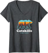 Catskill Mountains Womens Catskills NY Bear Mountains Camping Hiking New York V-Neck T-Shirt - Dark Heather Grey
