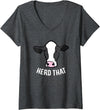 Cute Cow Animal Gifts Womens Funny Cow Farming Gift For Cow Farmer Herd That V-Neck T-Shirt - Dark Heather Grey