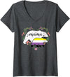 LGBT Non Binary Pride Shirt Mom Mama Bear for Moms Womens LGBTQ Mama Bear Non Binary Gay Equal Rights Rainbow V-Neck T-Shirt - Dark Heather Grey