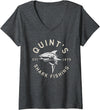 Funny Quints Shark Fishing Womens Vintage Quint's Shark Fishing 1975 Retro V-Neck T-Shirt - Dark Heather Grey