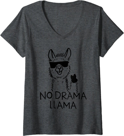 Funny Alpaca, No Drama Llama Womens Funny Llama, No Drama Llama V-Neck T-Shirt