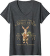 Womens Vintage Easter Rabbit Carrot Patch Bunny Farm V-Neck T-Shirt in Dark Heather Grey