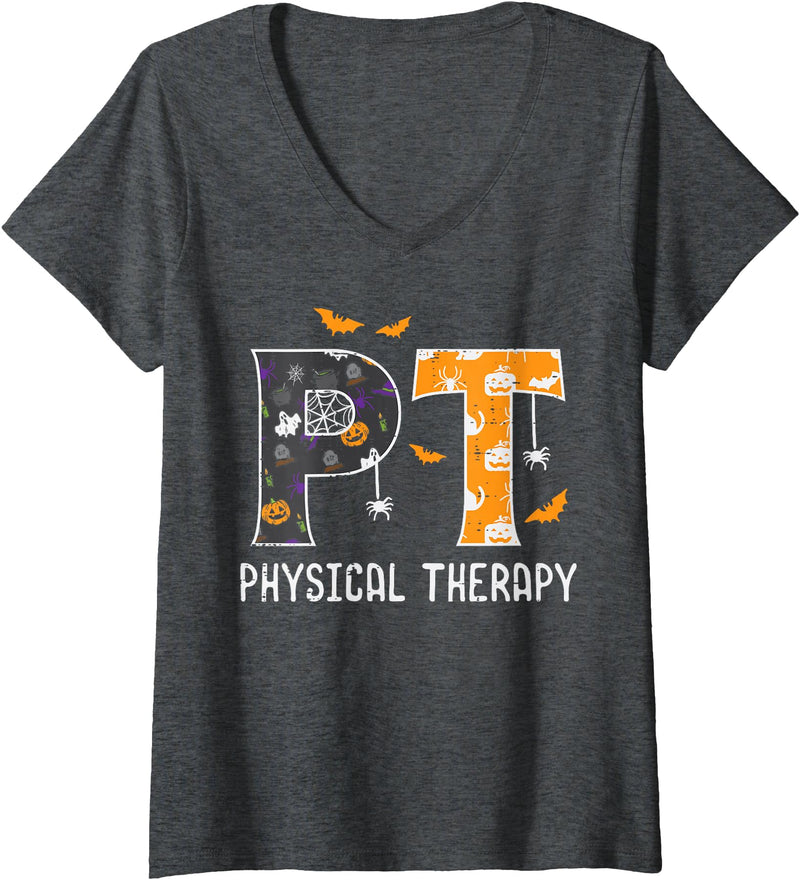 Halloween For Women Men Kids Boys Girls Women's Halloween PT Physical Therapy Therapist Costume Women Men V-Neck T-Shirt -