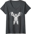 Funny Polar Bear Fitness Meme Women's Polar Bear Gym Deadlift Workout Weightlifting V-Neck T-Shirt - Dark Heather Grey