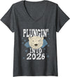 Take The Plunge Designs Womens Polar Bear Plunge - Plungin' Into 2026 New Year Cold Water V-Neck T-Shirt - Dark Heather Grey