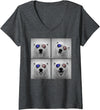 Retro Polar Bear USA July Fourth Photo Booth Women's Polar Bear 4th of July US American Flag Patriotic V-Neck T-Shirt - Dark Heather Grey