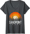 Womens Sandpoint Idaho ID Shirt Retro Vintage 70s 80s 90s Gift V-Neck T-Shirt - Dark Heather Grey