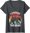 Does Not Bear Thinking About Womens I Choose The Bear V-Neck T-Shirt - Dark Heather Grey