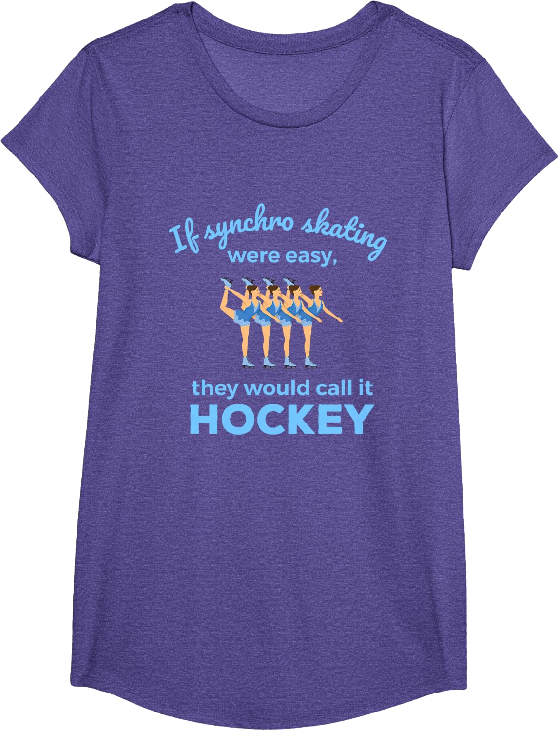 Synchronized Skating If Easy Quote Skater T-Shirt - Girls Purple Heather
