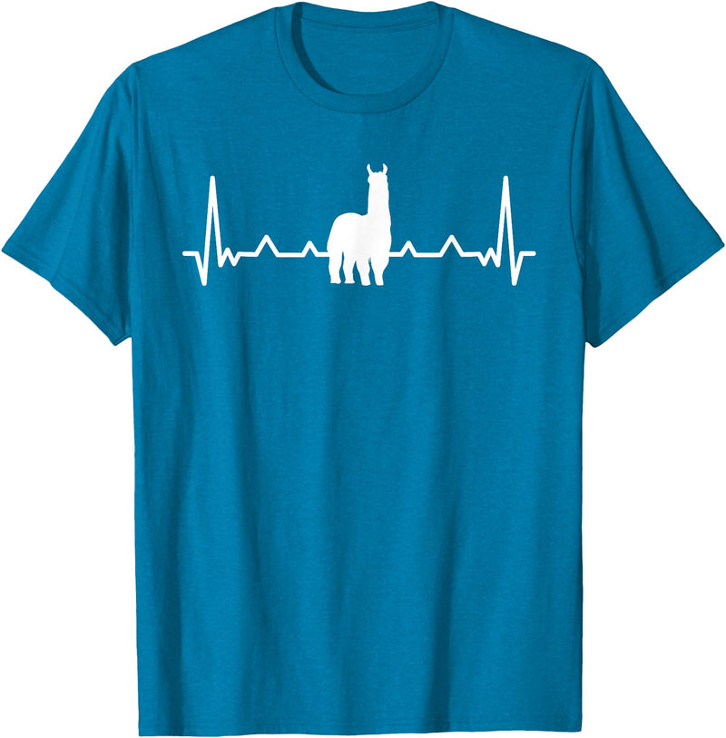 LLama Gifts & Accessories Llama Heartbeat Alpaca Llama Lover T-Shirt - Sapphire Blue