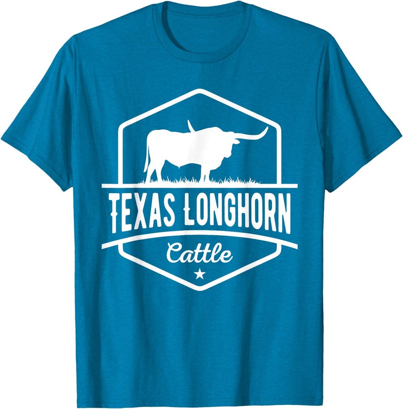 Farm and Longhorn Gift for Men and Cattle Clothing Texas Longhorn Cattle - Longhorn Cow For Cattle Farmer T-Shirt - Sapphire