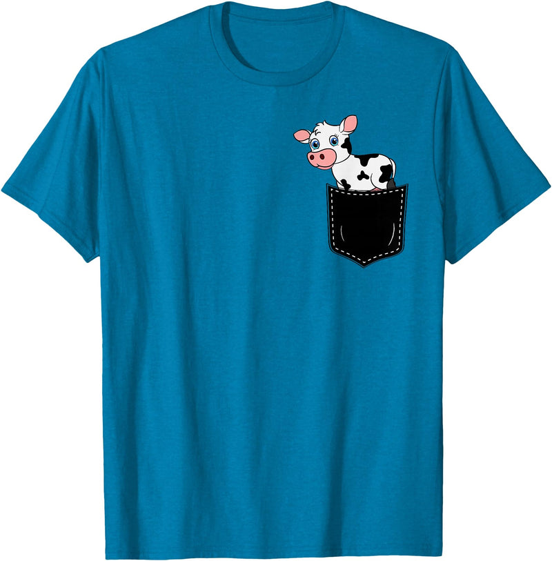 In My Your Pocket Food, Animales, Birds, Fish Pocket Animal Cute Cow Funny Cow Lover Adorable Pocket Cow T-Shirt - Sapphire