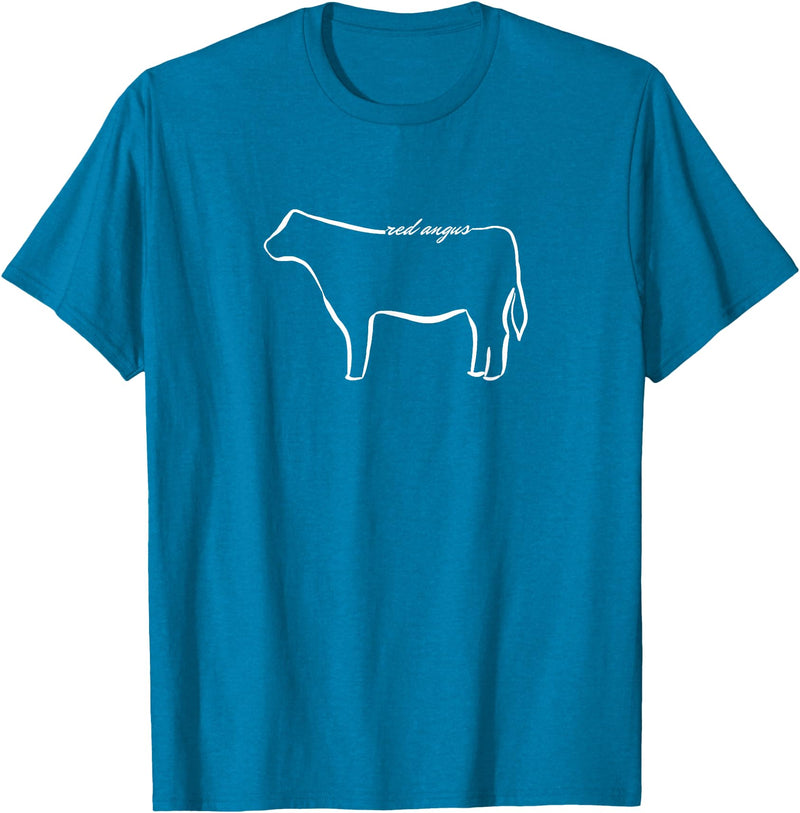 Red Angus cow decor Red Angus Cow Art Print T-Shirt - Sapphire Blue