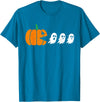 Funny Halloween Tees for Men Women Kids. Funny Gamer Pumpkin Eating Boo Halloween Men Kids Boys T-Shirt - Sapphire Blue