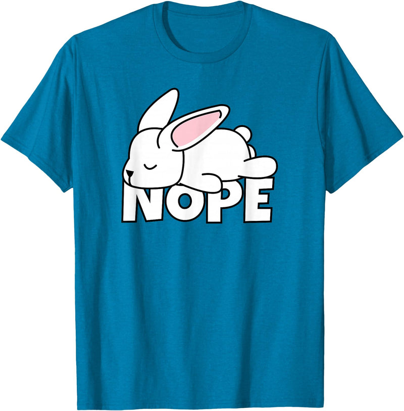 Lazy Rabbit Easter Bunny Not Today Nope T-Shirt in Sapphire Blue