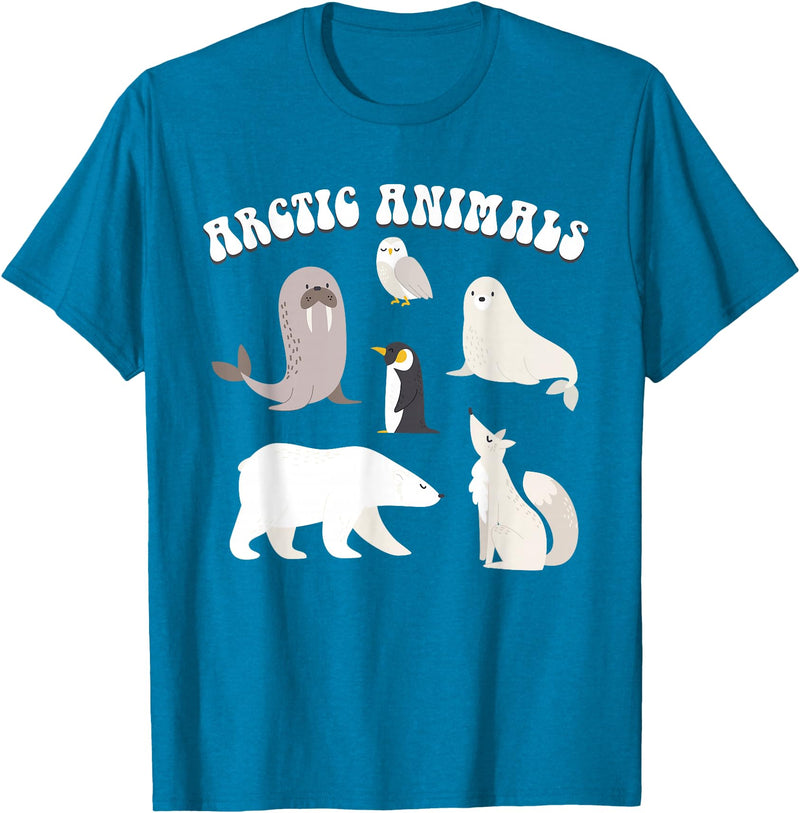 Awesome Arctic Animals for Kids Arctic Animals, Arctic Fox Cute Arctic Polar Bear North Pole T-Shirt - Sapphire Blue