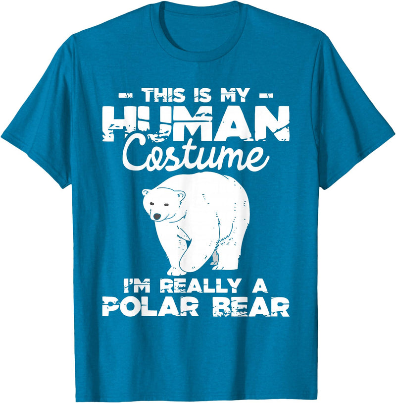 Funny Polar Bear Shirts Human Costume - Polar Bear Lover Zookeeper Wildlife T-Shirt - Sapphire Blue