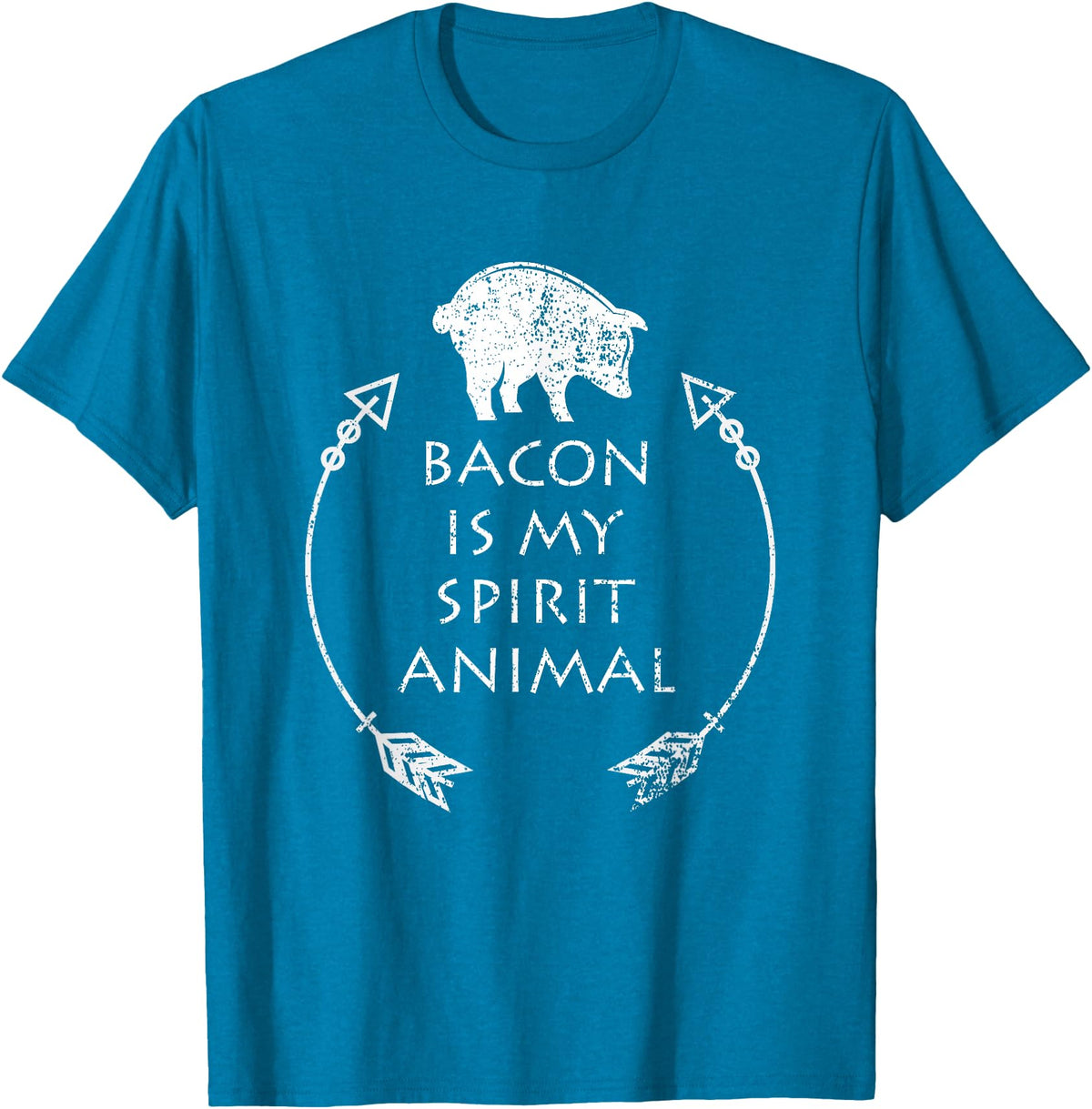 Pig Tees by MasArt Bacon is my Spirit Animal Funny Pig T-Shirt Distressed Gift T-Shirt - Sapphire Blue