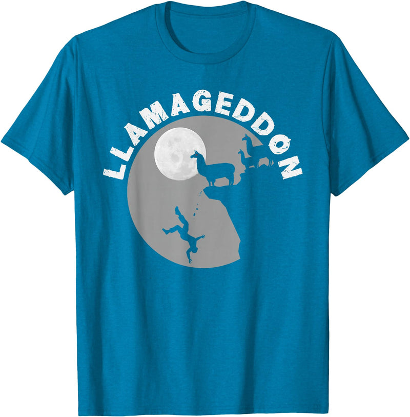 Funny Llama Tshirts for Farm Pet Animal Fans Funny Llamageddon T-Shirt for Llama Barnyard Lovers T-Shirt - Sapphire Blue