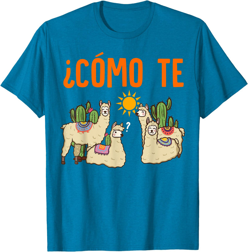 Nerd Ninja Llama Como Te LLamas Spanish Teacher Llama Gift T-Shirt for Men Women Girls Kids - Sapphire Blue