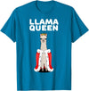 Womens Llama Shirts for Girls Llama Queen | Girls Llama Tshirt | Womens Llama T-Shirt - Sapphire Blue