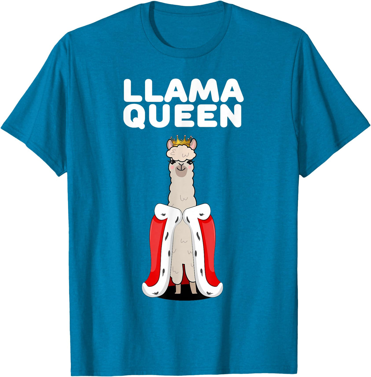 Womens Llama Shirts for Girls Llama Queen | Girls Llama Tshirt | Womens Llama T-Shirt - Sapphire Blue